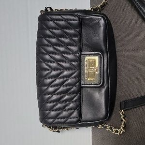 Karl Lagerfeld Paris black leather crossbody handbag